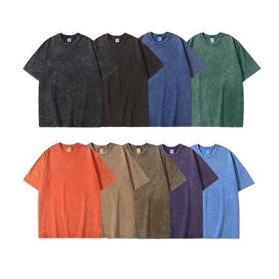 280g Heavy Retro Washed Distressed Short-sleeved T-shirt Men's Loose Cotton Half Sleeves Top