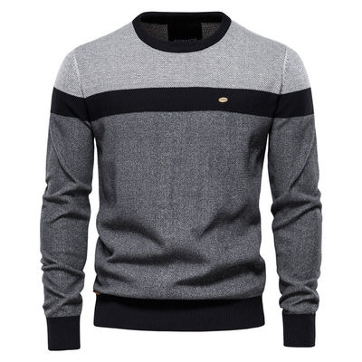 Spring Classic Fall and Spring Men's Knitwear Fashion Crew-Neck Knit Sweater Pullover