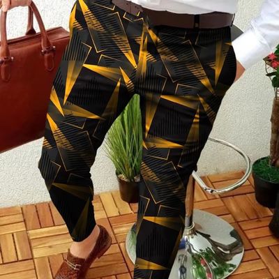 Affordable Tactical Print Pants for Men Spring Season Knitted Golf Elastic Trousers