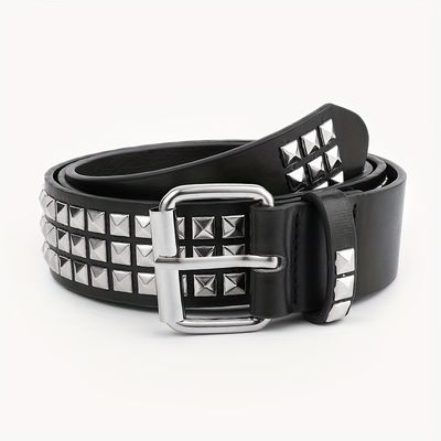 Unisex Western Belt with Ordinary Style Width 2-4cm Iron Buckle Rivet Punk Design