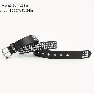Unisex Western Belt with Ordinary Style Width 2-4cm Iron Buckle Rivet Punk Design