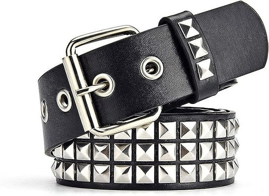 Unisex Western Belt with Ordinary Style Width 2-4cm Iron Buckle Rivet Punk Design
