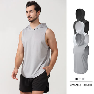 XMAMLON RTS OEM Quick Dry Gym Tank Sleeveless Bodybuilding Hooded Tank Top for Men