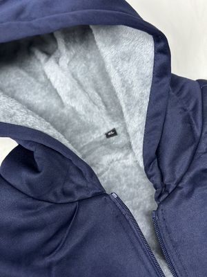 100% Polyester Long Sleeve Men's Thickened Hooded Two-Piece Set for Winter Sports