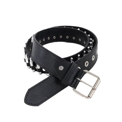 Ordinary Style 2-4cm Men's Western Punk Rivet Belt with Smooth Buckle Pant Decoration