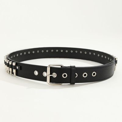 Ordinary Style 2-4cm Men's Western Punk Rivet Belt with Smooth Buckle Pant Decoration