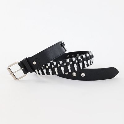 Ordinary Style 2-4cm Men's Western Punk Rivet Belt with Smooth Buckle Pant Decoration