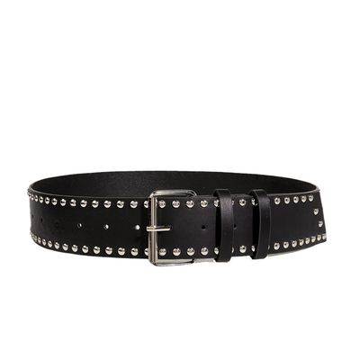 Wide Belt Western Rivet Trend Fashion Punk Belt with Iron Buckle and Pin Fastening