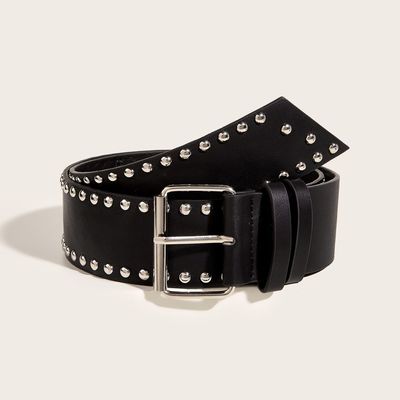 Wide Belt Western Rivet Trend Fashion Punk Belt with Iron Buckle and Pin Fastening