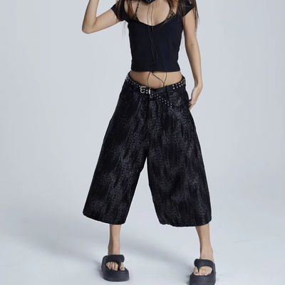 Loose Knitting Fabric Wide Leg Trousers Summer Pants for Women Ladies