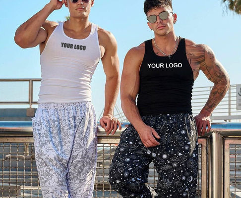 Polyester Digital Printing Male Tank Tops for XMAMLON RTS OEM Custom Fitness Gym Wear