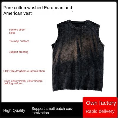 Printed 230G COTTON Vintage Ropa Gym Vest for Men Custom Cut Off Sleeveless Tank Top
