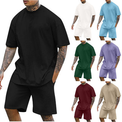 10000 Quantity Men's Two-piece Set Round Neck T-shirt and Shorts with Other Fabric Weight