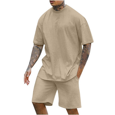 10000 Quantity Men's Two-piece Set Round Neck T-shirt and Shorts with Other Fabric Weight