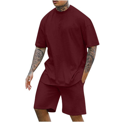 10000 Quantity Men's Two-piece Set Round Neck T-shirt and Shorts with Other Fabric Weight