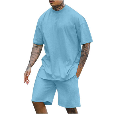 10000 Quantity Men's Two-piece Set Round Neck T-shirt and Shorts with Other Fabric Weight