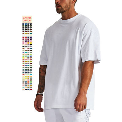 Men's Custom Heavy 100% Cotton Oversize T Shirt Blank Mock Neck Heavyweight Multi-color