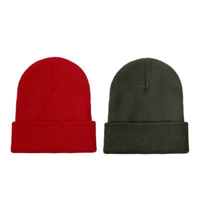 Custom Logo Embroidery Unisex Acrylic Knit Cuffed Cap Warm Winter Knit Hats Beanie for SKI
