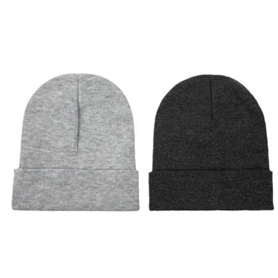 Custom Logo Embroidery Unisex Acrylic Knit Cuffed Cap Warm Winter Knit Hats Beanie for SKI