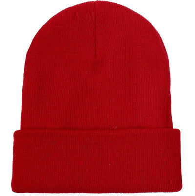 Custom Logo Embroidery Unisex Acrylic Knit Cuffed Cap Warm Winter Knit Hats Beanie for SKI