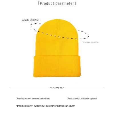 Custom Logo Embroidery Unisex Acrylic Knit Cuffed Cap Warm Winter Knit Hats Beanie for SKI