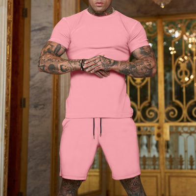 Custom Logo Plus Size Tracksuit for Men Stretchable 2 Piece Outerwear Jogger Suit Short Sets