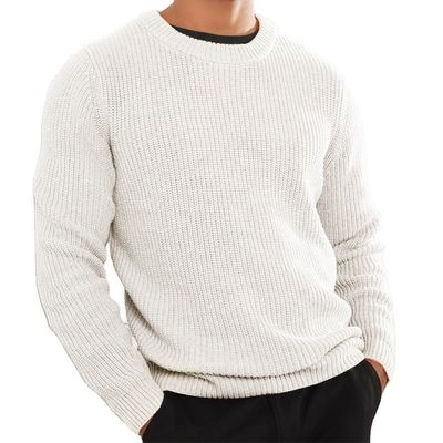 XMAMLON RTS Winter Sweater Men's Anti-wrinkle Knitted Jumper with Solid Color Design