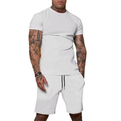 Custom Logo Plus Size Tracksuit for Men Stretchable 2 Piece Outerwear Jogger Suit Short Sets