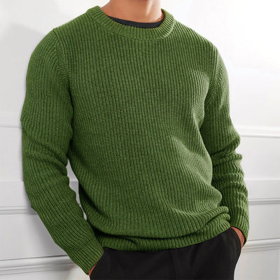 XMAMLON RTS Winter Sweater Men's Anti-wrinkle Knitted Jumper with Solid Color Design