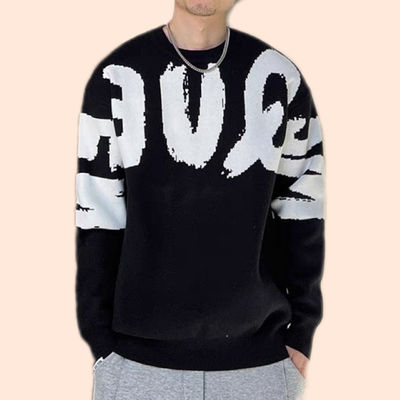 Men's Thickened Sweater in Large Letter Design Perfect for Winter Fashion and Comfort