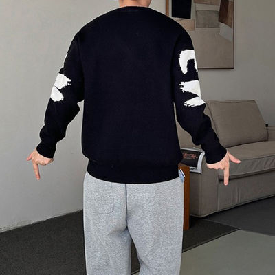 Men's Thickened Sweater in Large Letter Design Perfect for Winter Fashion and Comfort