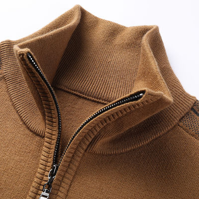 Customized Solid Half Zipper Winter Fleece Acrylic Turtleneck Knitted Sweater for Men