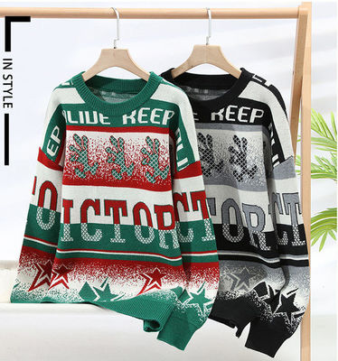 Custom Logo Jacquard Knit Men's Sweater in Oversize Casual Style for Winter Comfort