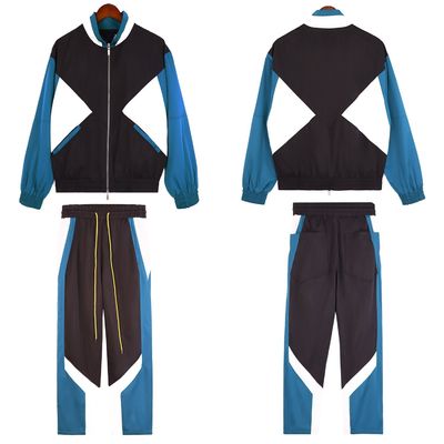 Spring and Autumn Breathable Polyester Patchwork Streetwear Tracksuit for Men's Sets