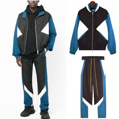 Spring and Autumn Breathable Polyester Patchwork Streetwear Tracksuit for Men's Sets