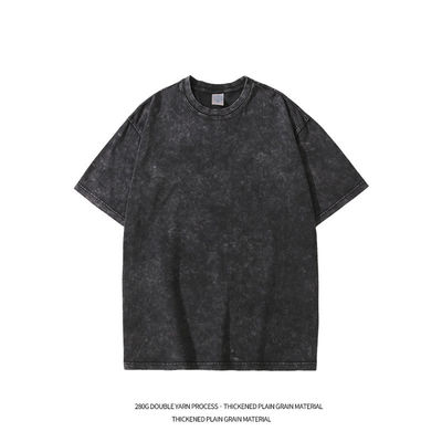 280g Heavy Retro Washed Distressed Short-sleeved T-shirt Men's Loose Cotton Half Sleeves Top
