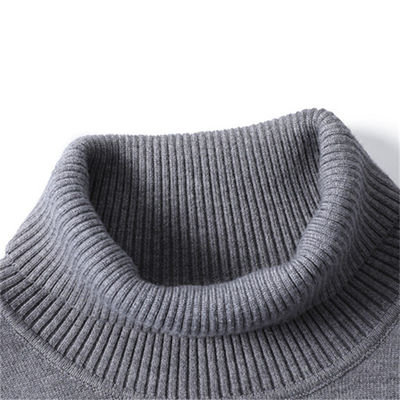 Solid Color Viscose/Cotton Pullover Sweater Slim Fit Turtleneck for Men's Casual Wear