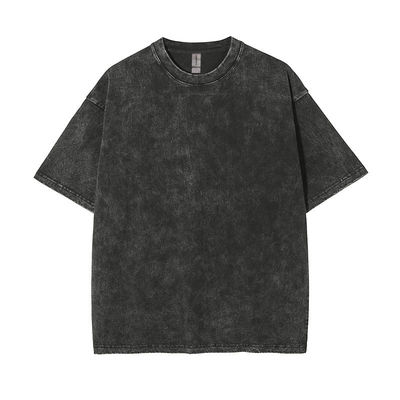 250g Cotton Men's Worn Look T-Shirt Retro Stonewashed Short Sleeve and Customized Logo