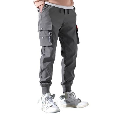 Men's Printed Cargo Pants with Pockets Mid Waist Plus Fleece Knitted Polyester/Cotton