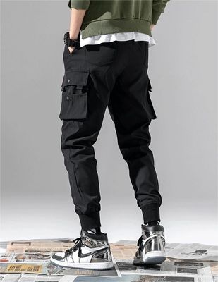 Men's Printed Cargo Pants with Pockets Mid Waist Plus Fleece Knitted Polyester/Cotton