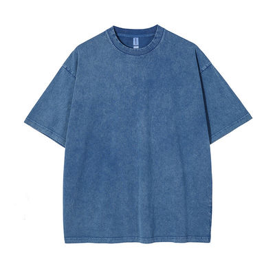 250g Cotton Men's Worn Look T-Shirt Retro Stonewashed Short Sleeve and Customized Logo
