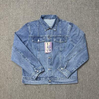 Custom Color Block Windbreaker Breathable Denim Men's Sets for Heat-transfer Printing