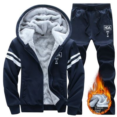 Thickened Hooded Sweatshirt and Portable Track Suit for Men's Outdoor Activities
