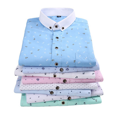 Men's Slim Plaid Printed Long-Sleeved Shirt 100% Polyester Fabric Type and Zipper Closure