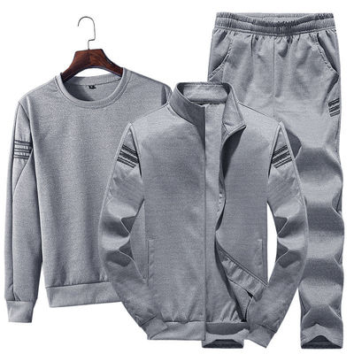 Sports Style Men's Zip Up Jacket T-shirt and Joggers Three Piece Track Suit for Sports