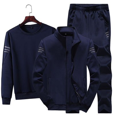 Sports Style Men's Zip Up Jacket T-shirt and Joggers Three Piece Track Suit for Sports