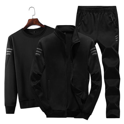 Sports Style Men's Zip Up Jacket T-shirt and Joggers Three Piece Track Suit for Sports