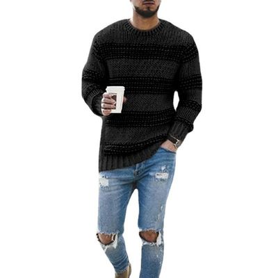 NO Needle Detection Men's Striped Sweater for Casual Wear 2023 Round Neck Knitted Top