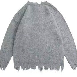 Men's Standard Thickness Round Neck Knitwear Coat with Letters Loose Fit Sweater
