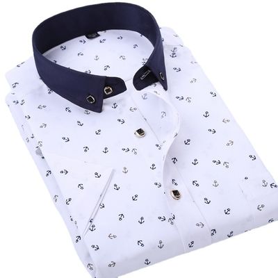Polyester Fiber Men's Summer Floral Print Short-Sleeved Shirt Casual and Youth Design